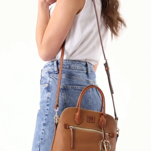 Dooney & Bourke Black and Brown Leather Satchel - Picture 7 of 9